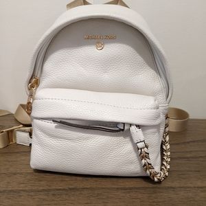 NWT MICHAEL KORS WHITE LEATHER MESSENGER BACKPACK